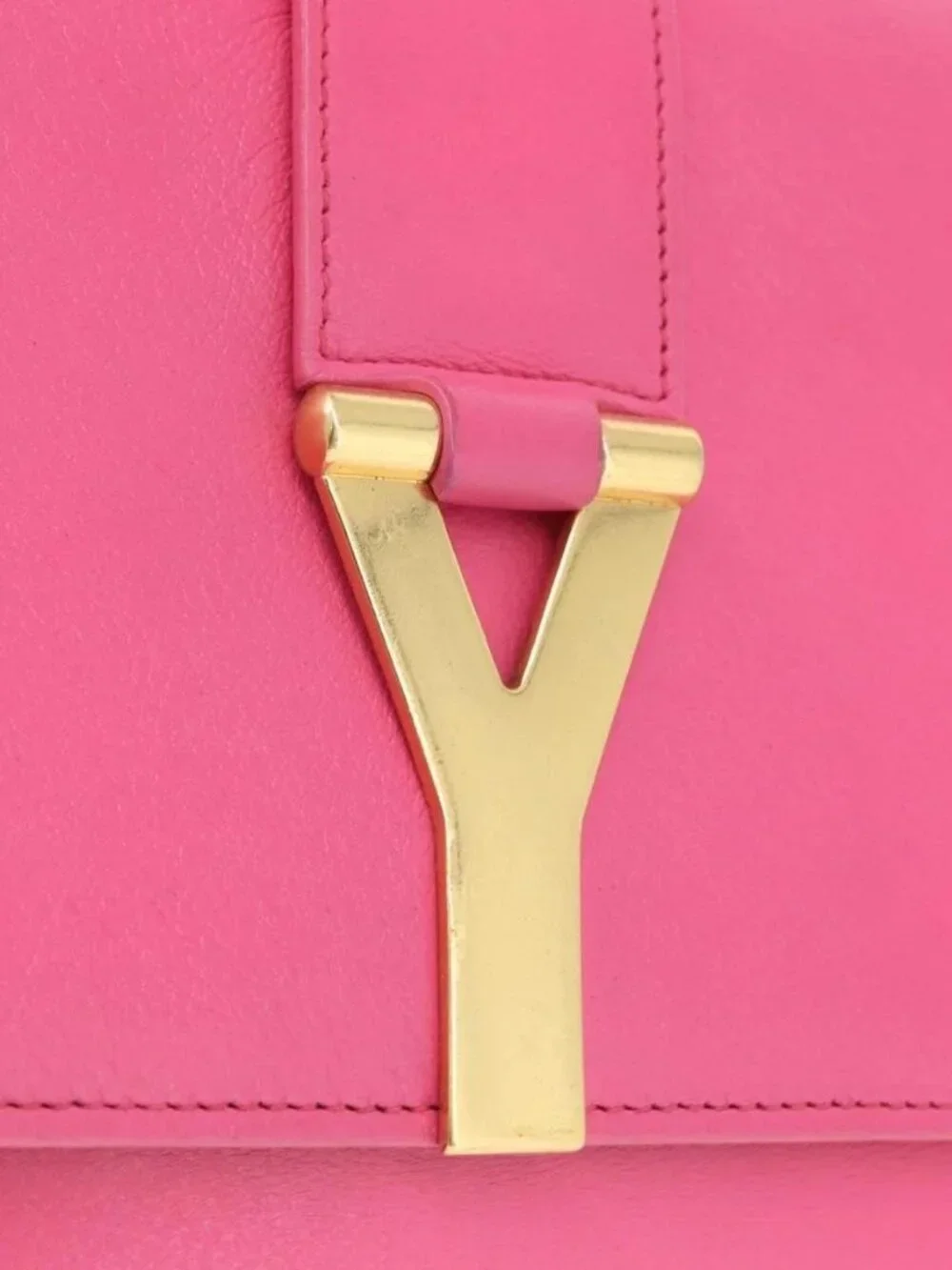 SAINT LAURENT Y Line Clutch Bag Leather Pink Gold 311213 Auth LNZ490A - Picture 9 of 16